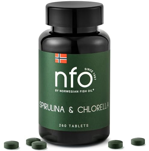 NFO Spirulina & Chlorella [260 Tablets] Natural high-dose Complex. A Real Combination of superfoods in one Tablet for Maximum synergistic Effect. Made in Finland