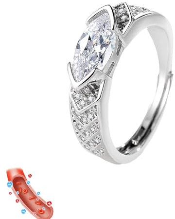 IMMUNOTRAX Magnetische Lymphtherapie Titanionen-Moissanit-Diamantring, Moissanit-Magnetring lindert die Durchblutung und Lymphknoten-Zirkonring (1pcs)