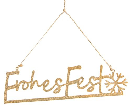 Logbuch-Verlag Frohes Fest Schriftzug Türschild zum Aufhängen Weihnachtsschmuck Türschmuck Weihnachten Gold 25,5 cm