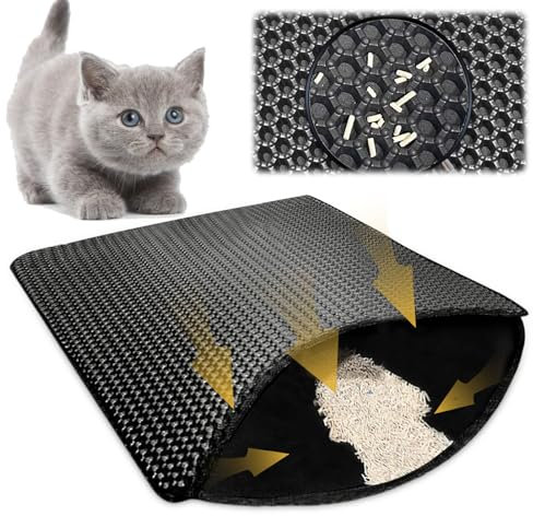 Tapis Litiere Chat 30x45cm, Tapis Litière Chat Double Couche en Nid d'abeille Design, Imperméable Tapis Litière pour Chat, Tapis de Toilette Chat pour Les Types de Chat Bac à Litière
