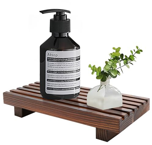 Renawe Small Kitchen Sink Soap Tray for Counter Soap Dish Dispenser Holder Wooden Risers Stand for Bathroom Decor Farmhouse Wood Pedestal Kitchen Accessories Countertop Vanity Counter Decorative Tray