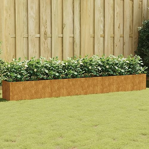 Chaduof Lit surélevé de Jardin 360x40x40 cm Acier corten,Bordure Pierre,Kit Gabion,Gabion Jardiniere
