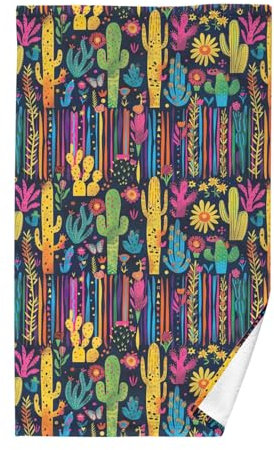 CHIFIGNO Baumwoll-Handtuch, 40,6 x 71,1 cm, buntes Kaktus, Badezimmer, Badetücher, dekorativ, saugfähig, Küchentücher, Gesichtswaschtücher