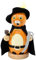 Dekohelden24 Holz Räuchermann, Räucherfigur, Rauchfigur, Räuchermännchen als Märchenfigur Kater mit Umhang, Schwert und Hut mit Feder in braun, L/B/H 8 x 8 x 13 cm.