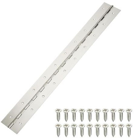 sourcing map Piano Hinge, 24 Inch x 3 Inch Stainless Steel Continuous Hinge Door Hinge with Holes, for Boat Cabinet Door Box Furniture, Silver