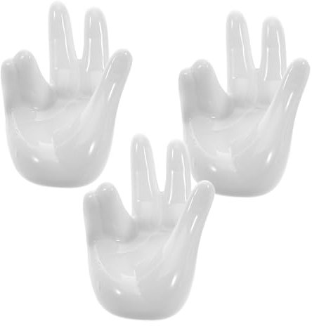 Cabilock Air Plant Pot 3pcs Hand Shape Ceramic Easter Egg Cups Decorative Stand Versatile Egg Holder Home Decor
