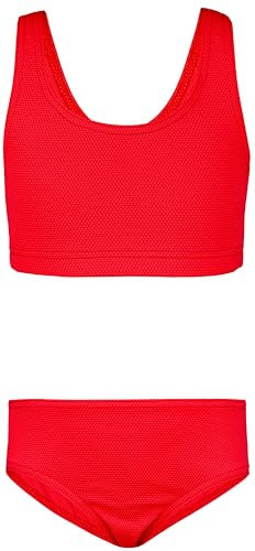 Aquarti Mädchen Sport Bikini Racerback Bustier & Bikinislip, Farbe: Jacquard Punkte Rot, Größe: 146