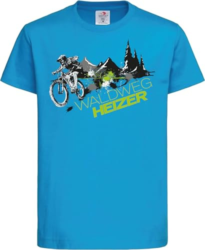 Baddery Fahrrad T-Shirt Kinder - Waldweg Heizer - Mountainbike - Sportbekleidung Jungen & Mädchen - Outdoor Kleidung (Ocean Blue 110-116)
