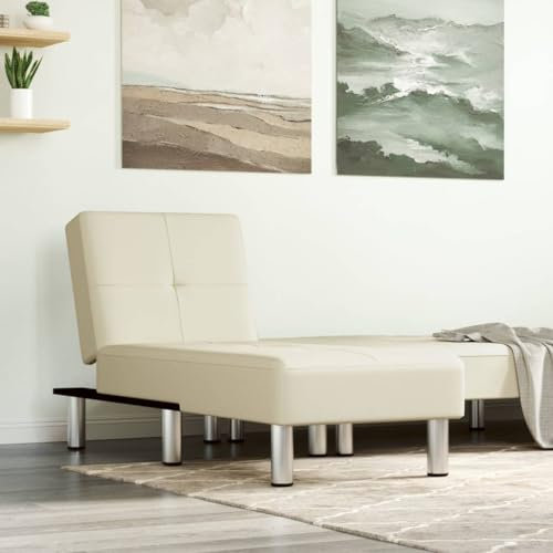 Homgoday Chaiselongue Creme Kunstleder Lounge Sofa, Lounge, Loungesofa, Wohnzimmersofa Relaxliege Couch für Wohnzimmer Schlafzimmer Büro