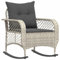 Kangqiling 4104198 Schaukelstuhl für den Garten mit Kissen aus Polyrattan, hellgrau, grau, 4104198