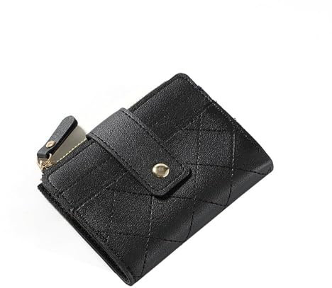 XFSRG Geldbörse Damen Portemonnaie PU Leder mit Reißverschluss und viele Fächer Geldbeutel Klein und im Kurzformat Elegante und Süße Geldbeutel（Schwarz）