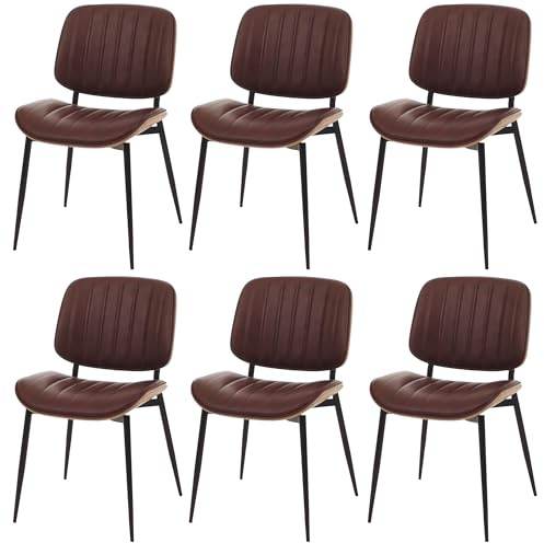 Mendler 6er-Set Esszimmerstuhl HWC-O44 - Natur, Vintage braun | Küchenstuhl, Stuhl, Bugholz, Kunstleder, Öko-Tex, FSC®