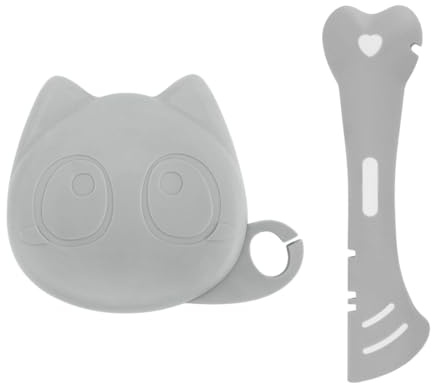 OUDQFCJ BPA-freie Silikonhülle Deckel und Löffel für Katzenfutter, wiederverwendbare Topper, Kühlschrank Frischwaschmaschine für 75g 80g 200g 400g Dosen (Grau，2 pcs)