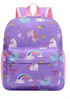Hifot Einhorn Rucksack Mädchen, Mini Kinderrucksack mit Brustgurt, Tagesrucksack Taschen Doppel Schultertasche Einhörner Geschenke für Kleine Mädchen