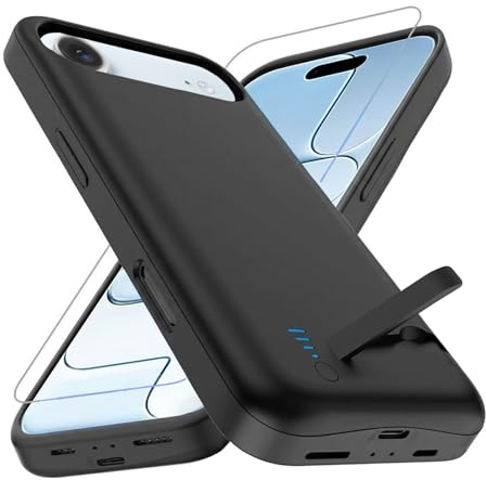 Giabuao Cover Batteria per iPhone 17 Air(6,5), 8500mAh Custodia Batteria Protettiva a 360° per Caricabatterie Portatile con Supporto, Power Bank Portatile Ricaricabile ed Espandibile (Nero)