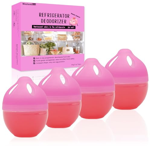 WeelenkEco Refrigerator Deodorizer – More Effective Than Baking Soda, Effectively removes stubborn refrigerator odors, Natural Gel (4 Pcs/Peach Flavor)