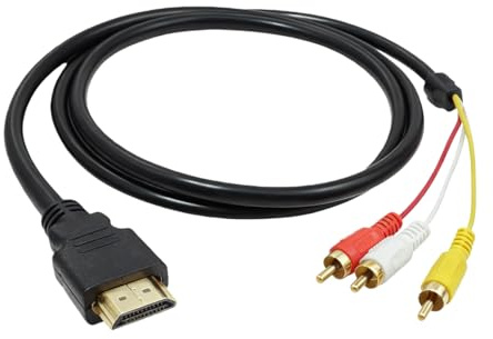 ACOLY Cable HDMI a RCA, adaptador HDMI a RCA, compatible con 480i, 480p, 720p, 1080i, 1080p para TV, DVD, proyector, receptor AV (1,5 m)