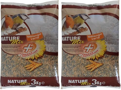 Ama Comida para Pájaros, Mezcla de Semillas Variada y Nutritiva, Bolsa de 3 KG, para Aves del Cielo y Animales Salvajes (Paquete de 2)