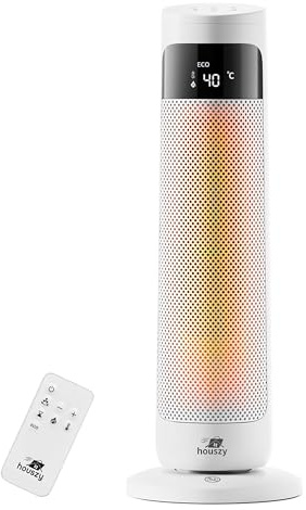Houszy Electric Heater 2000W Heater (Fan for Heating) with 3 Modes, Low Noise, Room heater Thermostat, Remote, PTC Ceramic Heaters with Oscillation, 24H Timer, Overheat & Tip-Over Protection