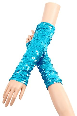 Glitzer Armstulpen Damen Pailletten Tanzhandschuhe Handstulpen Lange Elastische Accessoire Modisches Erwachsene Faschingkostüm Partykleidung Maskeradepartys Cosplay