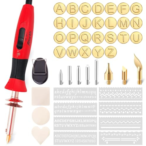 Afantti Pyrograveur sur Bois, Kit de Fer à Souder Stylo de Graveur | 26 Lettres | 15W 30W Température Réglable | pour Adultes