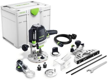 Festool of 1400 EBQ-Plus Plunge Router 230V, 1400W | Professional plunge router with MMC Electronic, LED light ring, and 1/10 mm fine depth adjustment