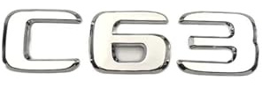 NLNKDTDPAK 3D ABS Schwarz Chrom C63 Logo Buchstaben Auto Stamm Emblem Abzeichen Aufkleber Fit for Mercedes Benz C63 AMG W205 Aufkleber Styling Zubehör(Chrome)