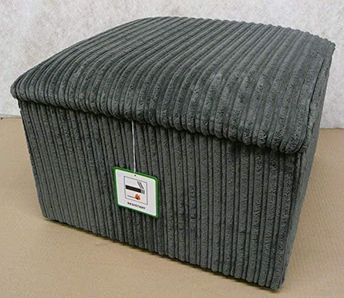mm08enn Extra Large Beautiful Soft Jumbo Cord Fabric Storage Box/Pouffe/Footstool (Extra Large Stool, Grey Jumbo Cord)