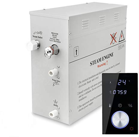 Premium Sauna Steam Generator by FINNEX| Ultimate Personal Shower Spa Kit| Home-Bathroom, Waterproof Luxury Sauna Combo| Shower Tool with Control Panel-Recessed Lighting and Aromather (9KW)