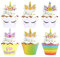 Konsait Unicorn Cupcake Decorations, Unicorn Cupcake Toppers Horn and Ears Double Sided Wrappers for Kids Baby Girls Rainbow Themed Unicorn Birthday Party Supplies Favors Decorations (24Pack)