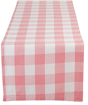 DII Buffalo Check Collection Chemin de table classique Farmhouse 35,6 x 274,3 cm Rose et blanc