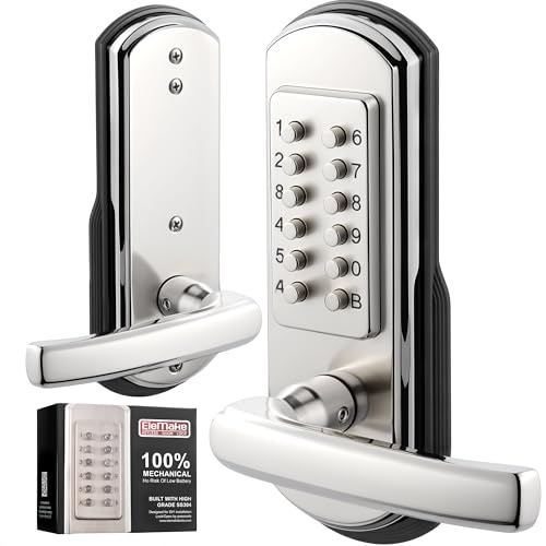 Elemake Keypad Door Lock, Mechanical Keyless Entry Door Lever Lock, Right Handed, Stainless Steel 304 - NOT a Deadbolt