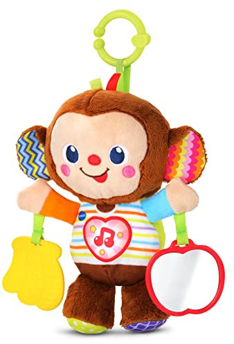 VTech-Baby Monito bebé, Peluche sonajero con mordedor, Juguete para el Carrito, Espejo de Seguridad y Anilla, Bebés +3 Meses, Versión ESP