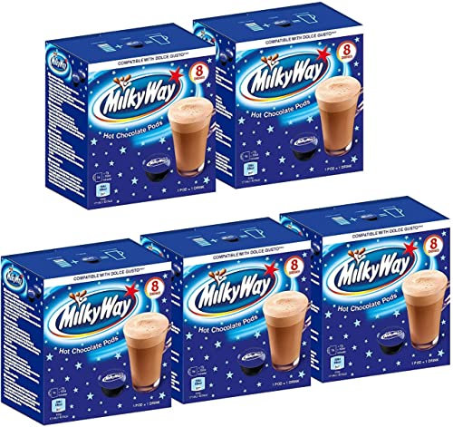Chocolat chaud Milky Way compatible avec les machines Dolce Gusto, 8 capsules (pack de 5 ou 40 capsules)