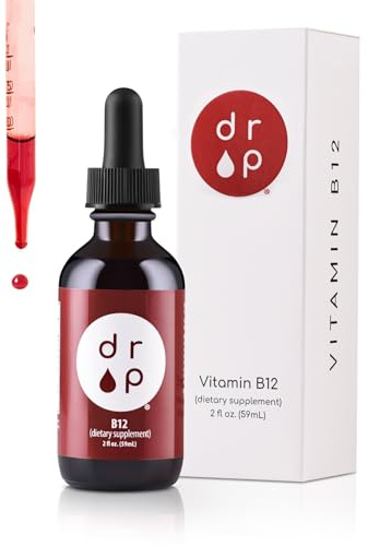 Drop Vitamin B12 Liquid Drops, 2500 mcg Methylated B12 (Methylcobalamin), Sublingual Drops for Energy and Nervous System Support, Natural Cherry, Non-GMO and Vegan, 59 Servings, 2 fl oz