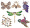 TsunNee Tier Gestalten Kristall Brosche, Kostüm Abzeichen, Libelle Schmetterling Kolibri Eule Pfau Biene Brosche, Kleidung Brosche zum Frau Mädchen Party Gefälligkeiten, 6 Stück