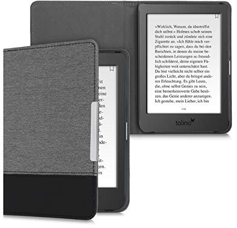 kwmobile Hülle kompatibel mit Tolino Page 2 - Canvas eReader Schutzhülle Cover Case - Grau Schwarz
