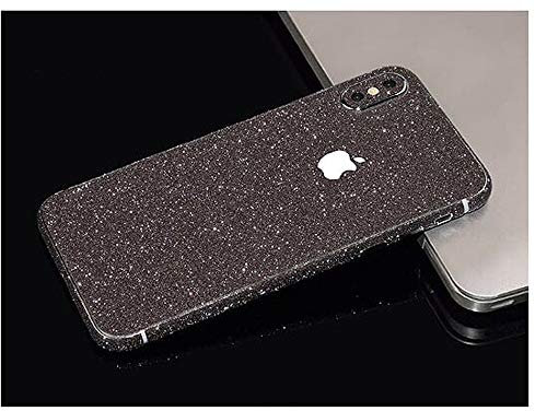 Protector de cristal trasero compatible con iPhone 11, con purpurina negra