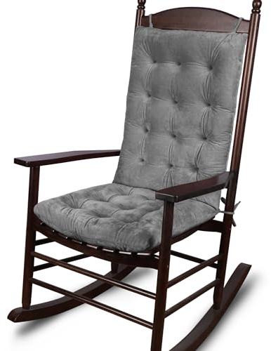 ELFJOY Rocking Chair Cushions Tufted High Back and Seat Cushion Grey
