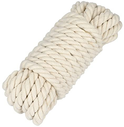 KINGLAKE 14mm- 10M Makramee Garn Baumwollschnur,Kordel Beige Dicke Schnur Makramee Seil- Für Handwerk, Gartenarbeit, Verpackung, Dekoration