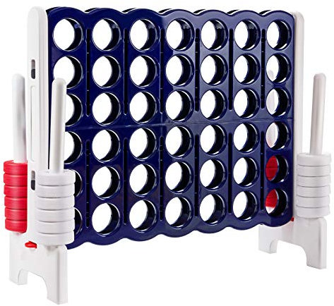 COSTWAY Giant Connect Age 3+ 4, Four in A Row Game Set with 42 Jumbo Rings & Quick-Release Slider, 120 x 104cm 4-to-Score Outdoor Garden Games for Kids Adult