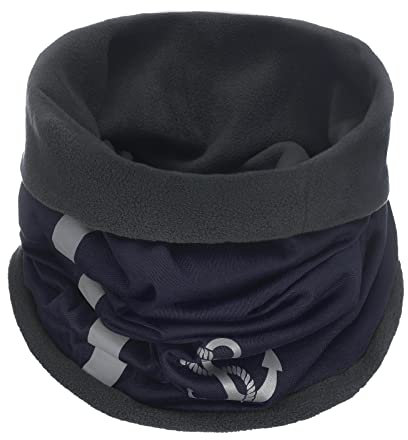 modAS Unisex Schlauch-Halstuch Fleece mit Anker-Print - Halsschlauch Loopschal Damen Herren Halswärmer in Blau