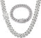 GIHENHAO Mens Cuban Link Chain Silver Miami Cuban Necklace Bracelet Bling Diamond Chain for Mens Women 13MM Hip Hop Jewelry