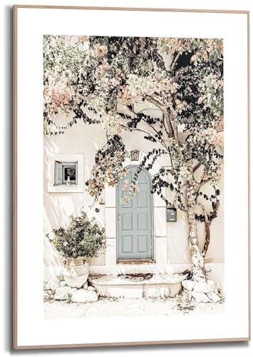 REINDERS Gerahmtes Bild, Tür in Griechenland, Wohnzimmer, Bilder, Wanddeko, Room Decor, MDF, Beige, 70x50cm