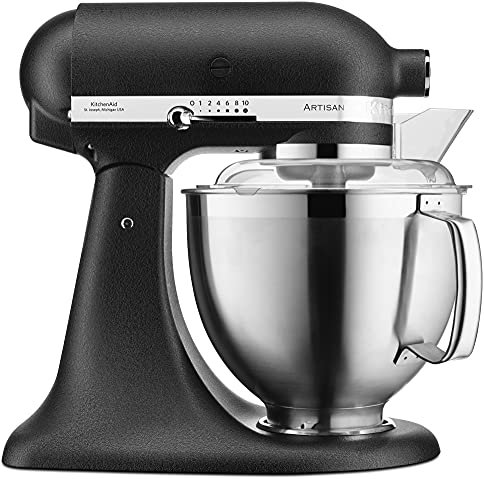 KitchenAid Küchenmaschine Artisan - P26 Starter Set 185er (FleischwKS) - 5KSM185PSEBK inkl. Fleischwolf (5KSMFGA) und Kochbuch (Kochen & Backen)