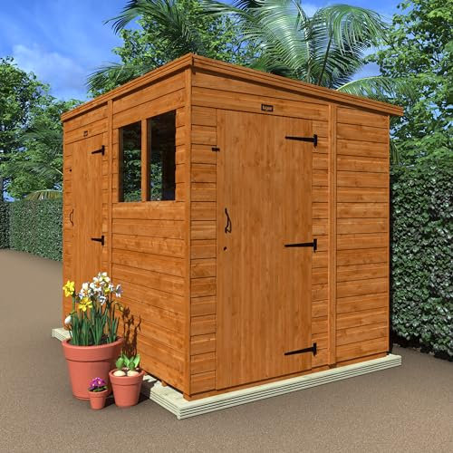 TigerFlex Shiplap Pent 2 Door Sunlit Wooden Garden Shed 12 x 4 ft