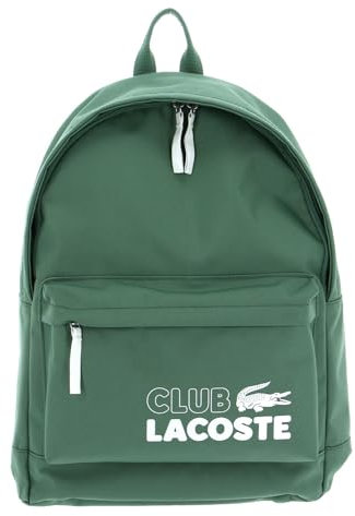 Lacoste Damen und Herren Fashion Rucksack Backpack,100% recyceltes Polyester, Rucksack Backpack modisch,GRÜN/Weiss (L75),Einheitsgröße (One Size)