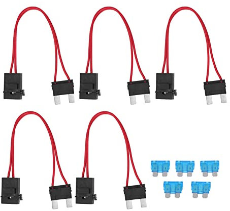 5-Teiliges Automobil-Kfz-Flachsicherungshalter-Set 16 AWG Mini-Sicherungshalter-Anschluss mit 5-Teiliger 15-A-Sicherung (ACL L 29,2 mm)