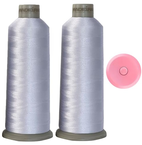 GARIZZE Madeira Stickgarn 1801-2 Stck Weies Polyester Stickgarn - 5500 Yd fr alle Zwecke Nhen - Kegel