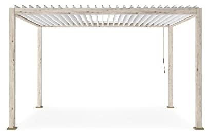 Decor Space Gazebo Ocean 3 x 4 metri, pergola con struttura in alluminio, tetto lamellare orientabile, da giardino e veranda, Rustic-Bianco